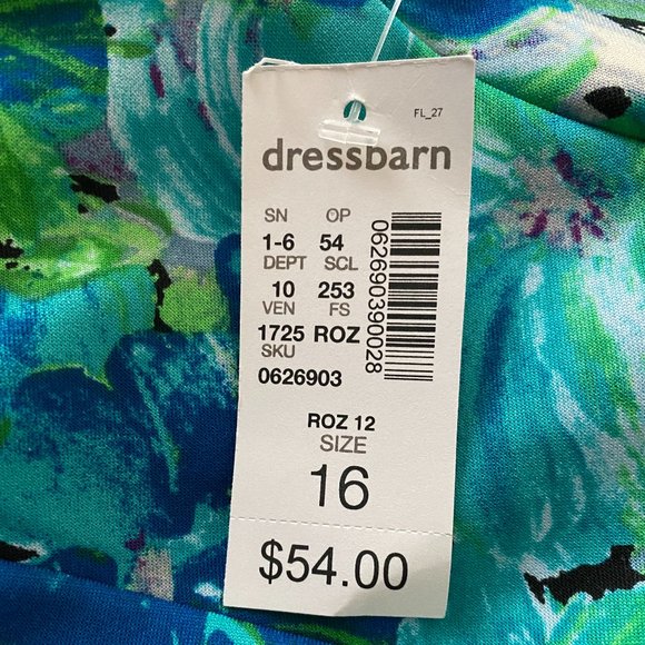 NWT Scuba Fit & Flare Dress Floral Back Zip Blue Black size 16 - Picture 9 of 14